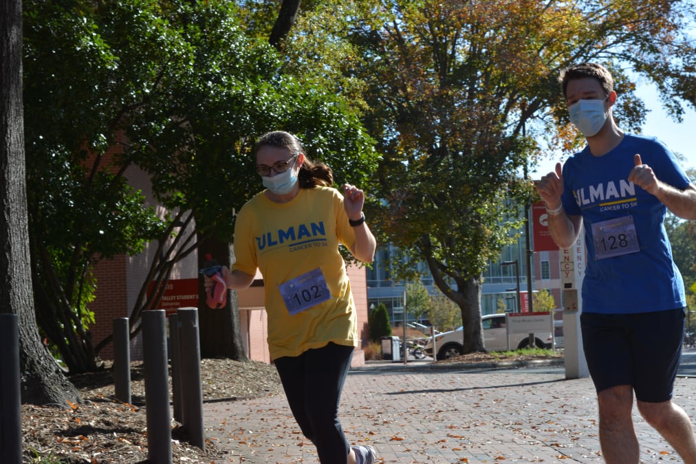 Rounding the final corner of our goal race 5K!